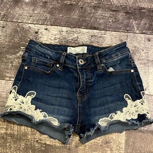 Ardene Dark Blue Jean Shorts with White Lace